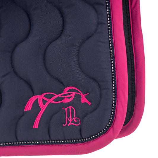 Tapis de selle diamant marine fuschia - Pénélope