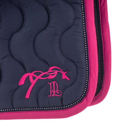 Tapis de selle diamant marine fuschia - Pénélope