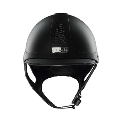 Casque équitation Précision Galaxy Chrome Antares face - Coque noire accessoires chromés